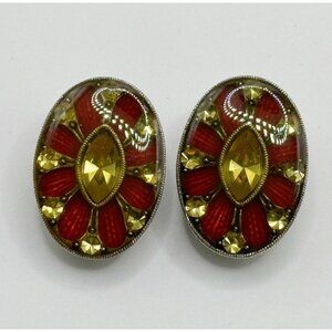 Unmarked French Designer Silver Plated Catherine Popesco Rhinestone Earrings